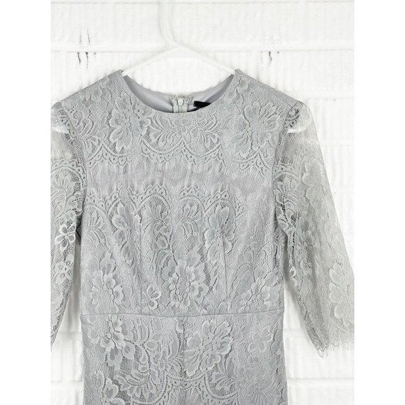Lulus Dress Small Angel Eyes Grey Lace Midi Formal Wedding Event Mother of Bride - Picture 3 of 13